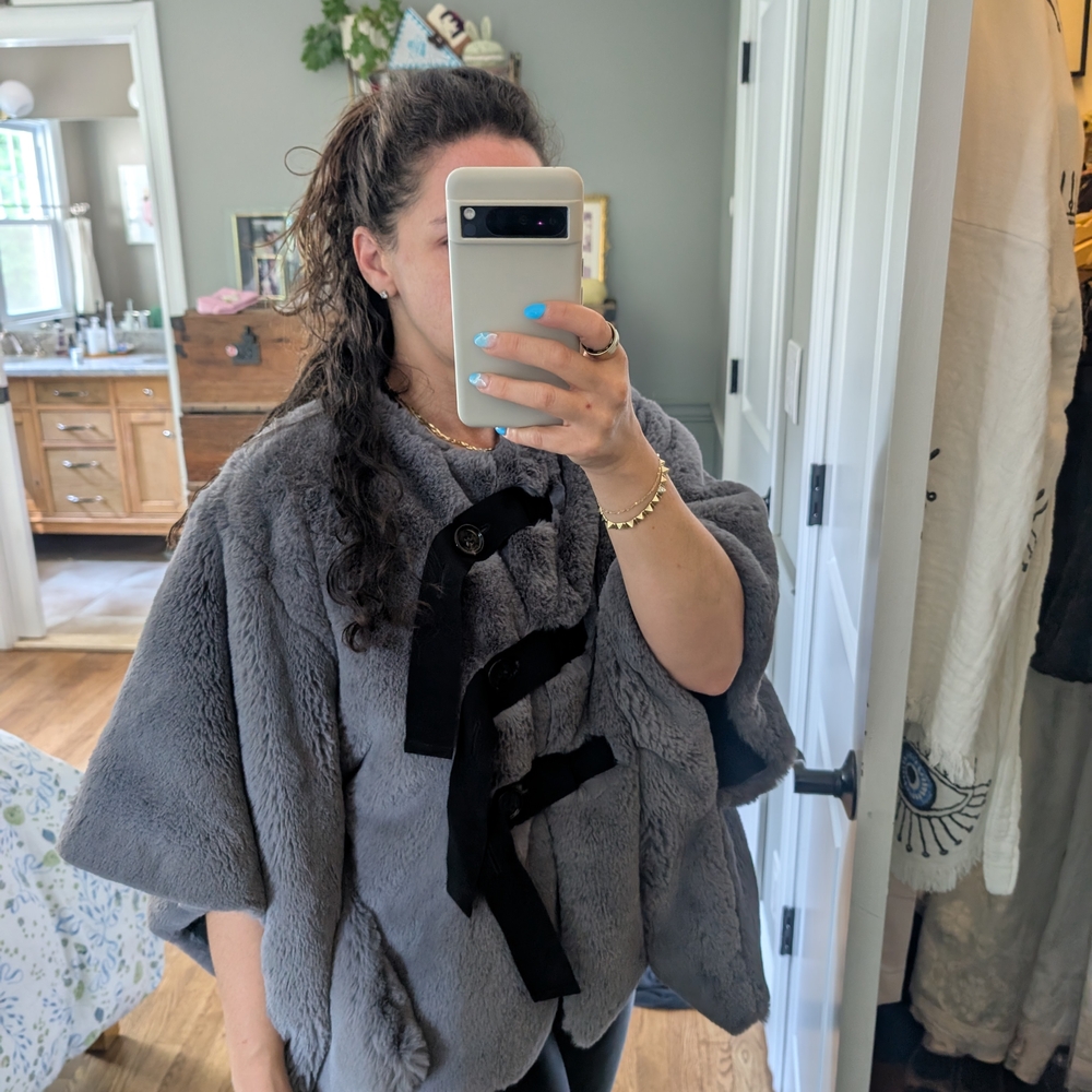 Golden Goose Charcoal Faux Fur Cape